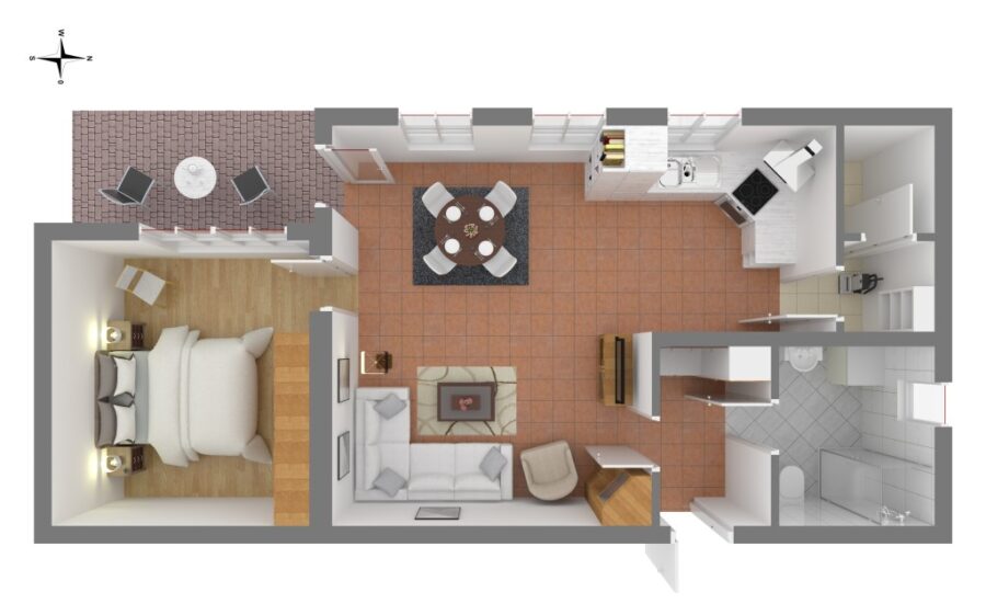 18375 Ostseebad Prerow, Apartment zum Kauf | Grundriss 3D | Reiser Immobilien