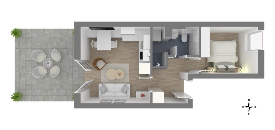 18374 Ostseeheilbad Zingst, Ferienwohnung zum Kauf | Grundriss 3D | Reiser Immobilien